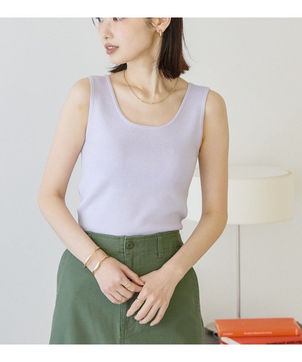 【アメリカンホリック/AMERICAN HOLIC】の総針スクエアタンクトップ インテリア・キッズ・メンズ・レディースファッション・服の通販 founy(ファニー) 　ファッション　Fashion　レディースファッション　Fashion for Women　トップス・カットソー　Cut & Sew Tops　コンパクト　Compact, Small Size　シンプル　Simple, Minimal　スクエア　Square, Square Shape　タンク　Tank Top, Sleeveless Top　フェミニン　Feminine, Girly　ラウンド　Round, Round Neck　リブニット　Rib Knit, Ribbed Knit　夏　Summer　春　Spring　S/S・春夏　SS, Spring/Summer, Warm Season　Purple|ID: prp329100004441686 ipo3291000000033555310