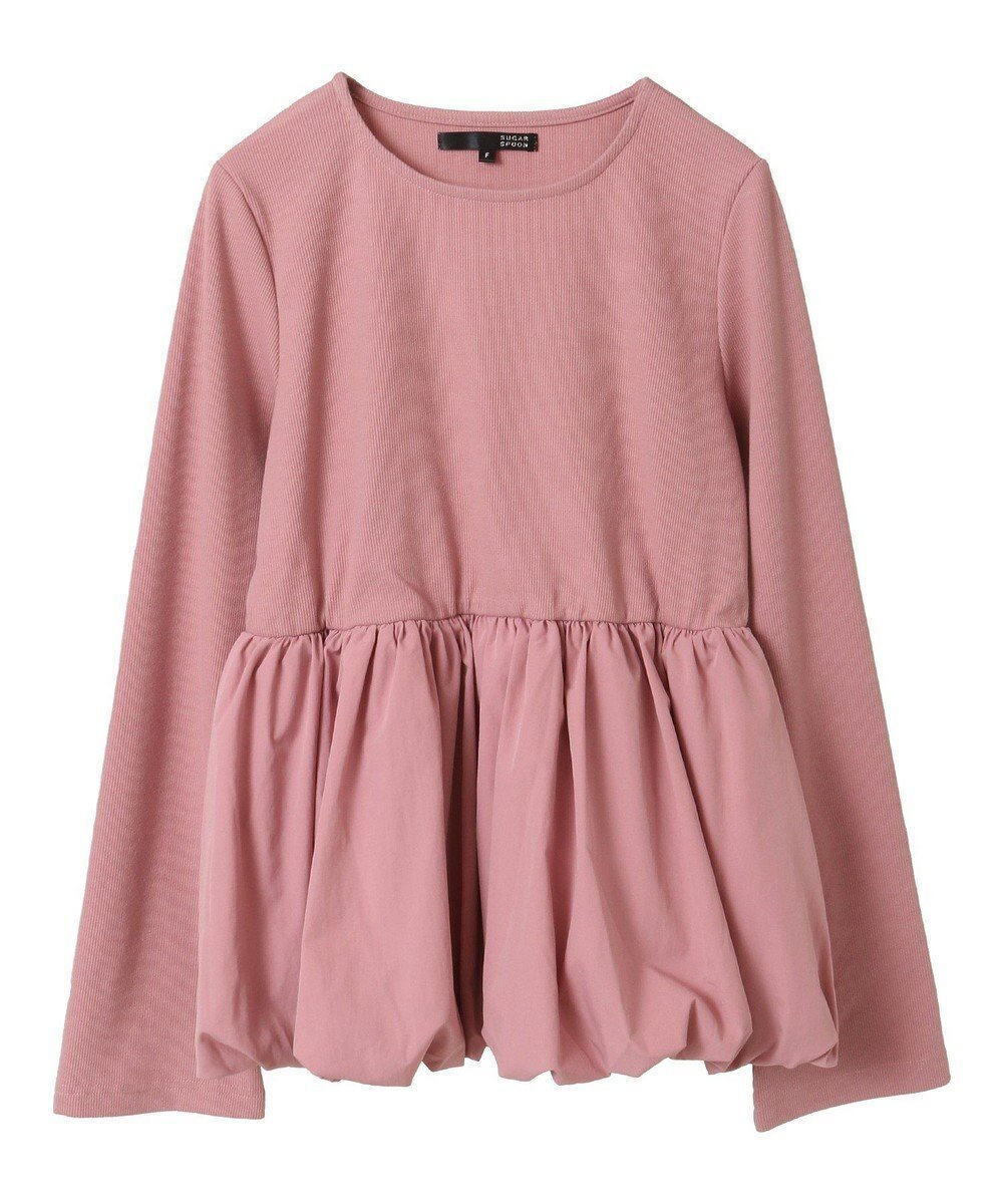 【グリーンパークス/Green Parks】の・SUGAR SPOON 裾バルーンプルオーバー インテリア・キッズ・メンズ・レディースファッション・服の通販 founy(ファニー) 　ファッション　Fashion　レディースファッション　Fashion for Women　トップス・カットソー　Cut & Sew Tops　シャツ・ブラウス・オフィスカジュアル　Elegant Blouses & Button-Ups　ロングTシャツ・Tシャツ　Longline T-Shirts & Tees　カジュアルプルオーバー・ニットトップス　Pullovers & Knit Tops / Casual Pullovers　カットソー・ベーシックTシャツ　Cut-and-Sewn Tops / Stretch Tees & Basics　おすすめ　Recommended / Our Picks　カットソー　Cut and Sewn Top　ドッキング　Docking, Mixed Material　バルーン　Balloon, Balloon Silhouette　フィット　Fit, Slim Fit　フェミニン　Feminine, Girly　ポケット　Pocket, Pocket Detail　夏　Summer　春　Spring　S/S・春夏　SS, Spring/Summer, Warm Season　Pink|ID: prp329100004441756 ipo3291000000032876976