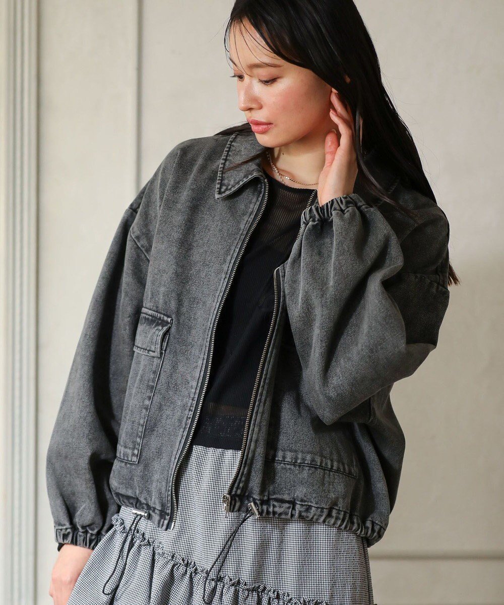 【グリーンパークス/Green Parks】の・ELENCARE DUE デニムステンカラーブルゾ インテリア・キッズ・メンズ・レディースファッション・服の通販 founy(ファニー) 　ファッション　Fashion　レディースファッション　WOMEN　アウター　Coat Outerwear　ジャケット　Jackets　ブルゾン　Blouson/Jackets　おすすめ　Recommend　ジャケット　Jacket　デニム　Denim　フェミニン　Feminine　ブルゾン　Blouson　ポケット　Pocket　ヴィンテージ　Vintage　夏　Summer　春　Spring　S/S・春夏　Ss・Spring/Summer　Black|ID: prp329100004441760 ipo3291000000032039455
