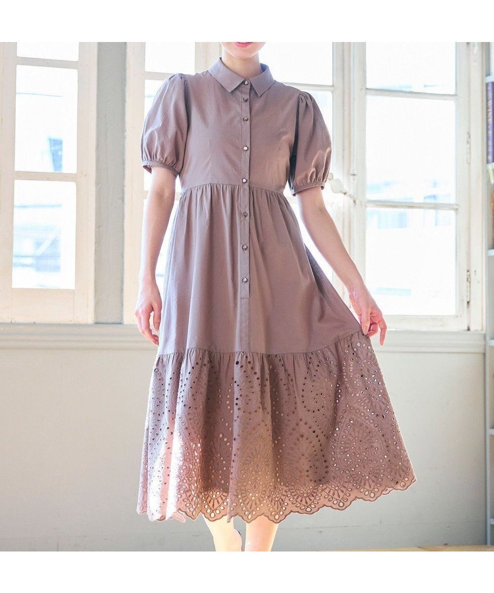 【フェルゥ/Feroux】の【洗える】刺繍入りシャツ ワンピース インテリア・キッズ・メンズ・レディースファッション・服の通販 founy(ファニー) 　ファッション　Fashion　レディースファッション　Fashion for Women　ワンピース　Dresses　シャツワンピース / 1枚で着映えコーデ　Shirt Dresses　おすすめ　Recommended / Our Picks　ギャザー　Gathered, Ruffled　フィット　Fit, Slim Fit　フレア　Flare, Flared　リボン　Ribbon, Bow　夏　Summer　春　Spring　S/S・春夏　SS, Spring/Summer, Warm Season　洗える　Machine Washable　ダークブラウン系|ID: prp329100004443618 ipo3291000000032672973