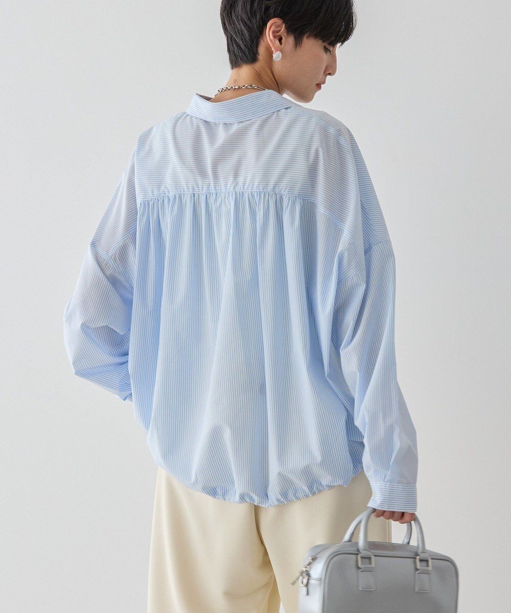 【アメリカンホリック/AMERICAN HOLIC】のシアードローコードシャツ インテリア・キッズ・メンズ・レディースファッション・服の通販 founy(ファニー) 　ファッション　Fashion　レディースファッション　WOMEN　トップス・カットソー　Tops/Tshirt　シャツ/ブラウス　Shirts/Blouses　ギャザー　Gather　シンプル　Simple　フェミニン　Feminine　フレア　Flare　ポケット　Pocket　夏　Summer　春　Spring　S/S・春夏　Ss・Spring/Summer　Stripe Sax|ID: prp329100004443726 ipo3291000000031968204