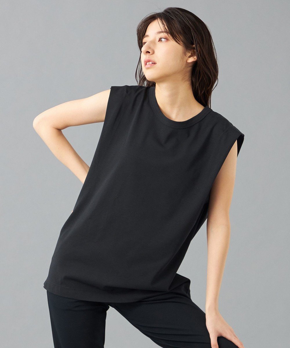 【チャコット/Chacott】のChacott BALANCE HandsomeCotton ノースリーブTシャツ インテリア・キッズ・メンズ・レディースファッション・服の通販 founy(ファニー) 　ファッション　Fashion　レディースファッション　WOMEN　トップス・カットソー　Tops/Tshirt　キャミソール / ノースリーブ　No Sleeves　シャツ/ブラウス　Shirts/Blouses　ロング / Tシャツ　T-Shirts　シンプル　Simple　スタイリッシュ　Stylish　ストレッチ　Stretch　タンク　Tank　ノースリーブ　No Sleeve　ブラック|ID: prp329100004443878 ipo3291000000031925784