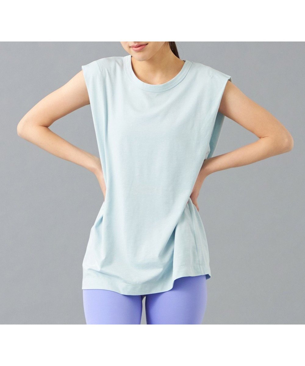 【チャコット/Chacott】のChacott BALANCE HandsomeCotton ノースリーブTシャツ インテリア・キッズ・メンズ・レディースファッション・服の通販 founy(ファニー) 　ファッション　Fashion　レディースファッション　WOMEN　トップス・カットソー　Tops/Tshirt　キャミソール / ノースリーブ　No Sleeves　シャツ/ブラウス　Shirts/Blouses　ロング / Tシャツ　T-Shirts　シンプル　Simple　スタイリッシュ　Stylish　ストレッチ　Stretch　タンク　Tank　ノースリーブ　No Sleeve　アイスグリーン|ID: prp329100004443878 ipo3291000000031925787