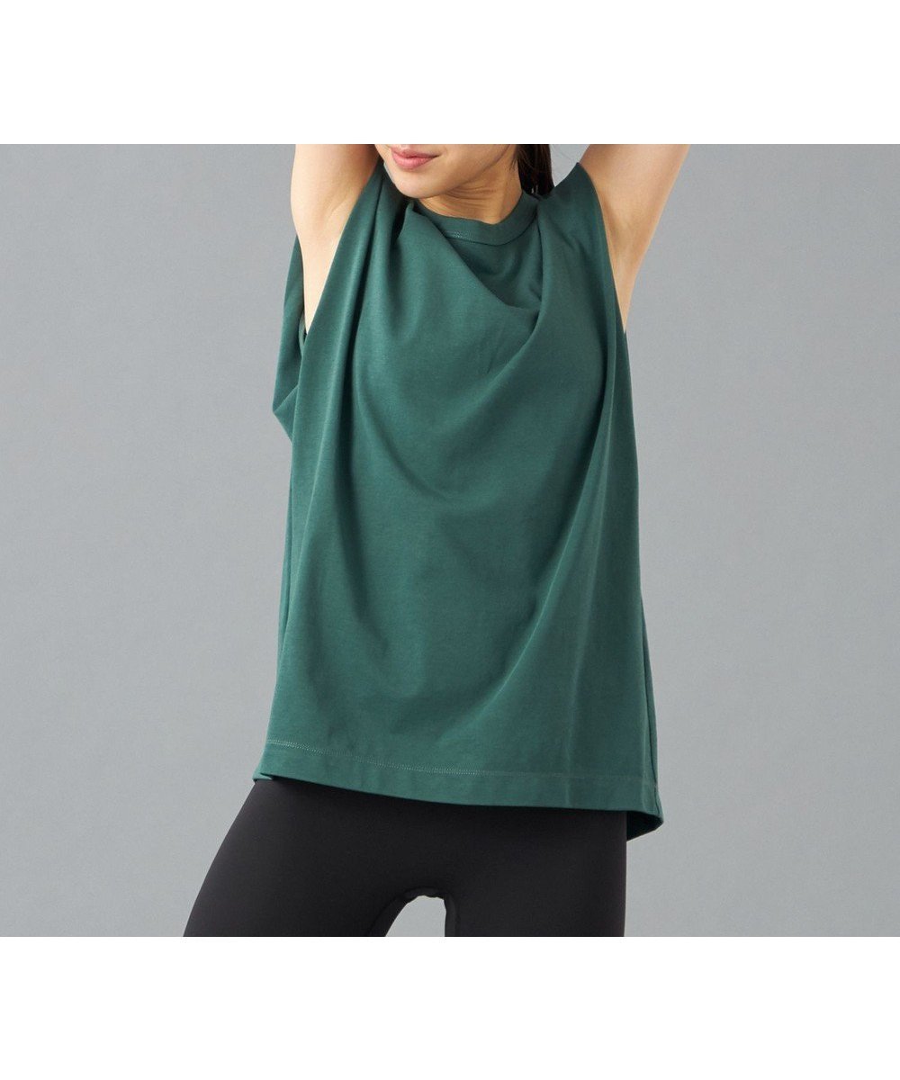 【チャコット/Chacott】のChacott BALANCE HandsomeCotton ノースリーブTシャツ インテリア・キッズ・メンズ・レディースファッション・服の通販 founy(ファニー) 　ファッション　Fashion　レディースファッション　WOMEN　トップス・カットソー　Tops/Tshirt　キャミソール / ノースリーブ　No Sleeves　シャツ/ブラウス　Shirts/Blouses　ロング / Tシャツ　T-Shirts　シンプル　Simple　スタイリッシュ　Stylish　ストレッチ　Stretch　タンク　Tank　ノースリーブ　No Sleeve　ボトルグリーン|ID: prp329100004443878 ipo3291000000031925791