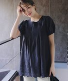 【ティアクラッセ/Tiaclasse】の【洗える】パンチングレースピンタックチュニックブラウス ネイビー|ID: prp329100004443938 ipo3291000000031863505