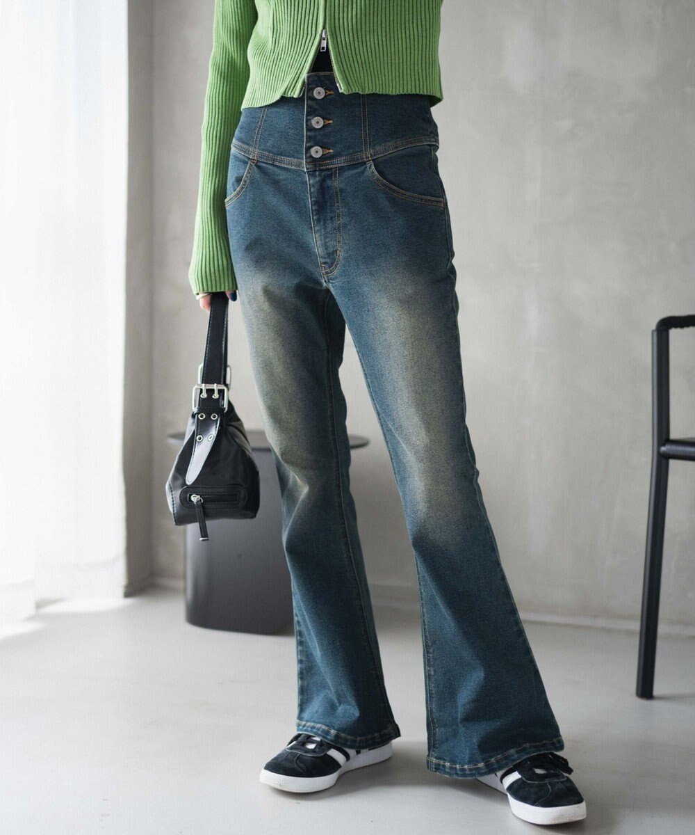 【ウィゴー/WEGO】のハイウエストストレッチフレアデニムパンツ 人気、トレンドファッション・服の通販 founy(ファニー) 　ファッション　Fashion　レディースファッション　WOMEN　パンツ　Pants　デニムパンツ　Denim Pants　春　Spring　ショート　Short　ストレッチ　Stretch　スニーカー　Sneakers　スマホ　Smartphone　デニム　Denim　バランス　Balance　パターン　Pattern　フレア　Flare　ボトム　Bottom　S/S・春夏　Ss・Spring/Summer　おすすめ　Recommend　夏　Summer　 other-1|ID: prp329100004444260 ipo3291000000031851180