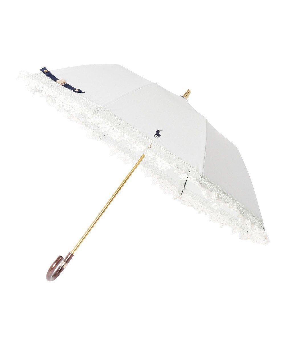 【ムーンバット/MOONBAT】の【遮光/晴雨兼用日傘】POLO RALPH LAUREN(ポロラルフローレン) 折りたたみ日傘 エンブフリル 遮熱 UV インテリア・キッズ・メンズ・レディースファッション・服の通販 founy(ファニー) 　ファッション　Fashion　レディースファッション　Fashion for Women　レイングッズ・傘・晴雨兼用傘　Umbrellas & Rain Gear　アイビー　Ivy Pattern　傘　Umbrella, Parasol　スカラップ　Scallop, Scalloped Edge　トレンド　Trend, Trending Now　ニューヨーク　New York, NYC Style　フリル　Frill, Ruffle　日傘　Parasol, UV Umbrella　レース　Lace, Lace Fabric　おすすめ　Recommended / Our Picks　オフホワイト|ID: prp329100004444474 ipo3291000000031814460