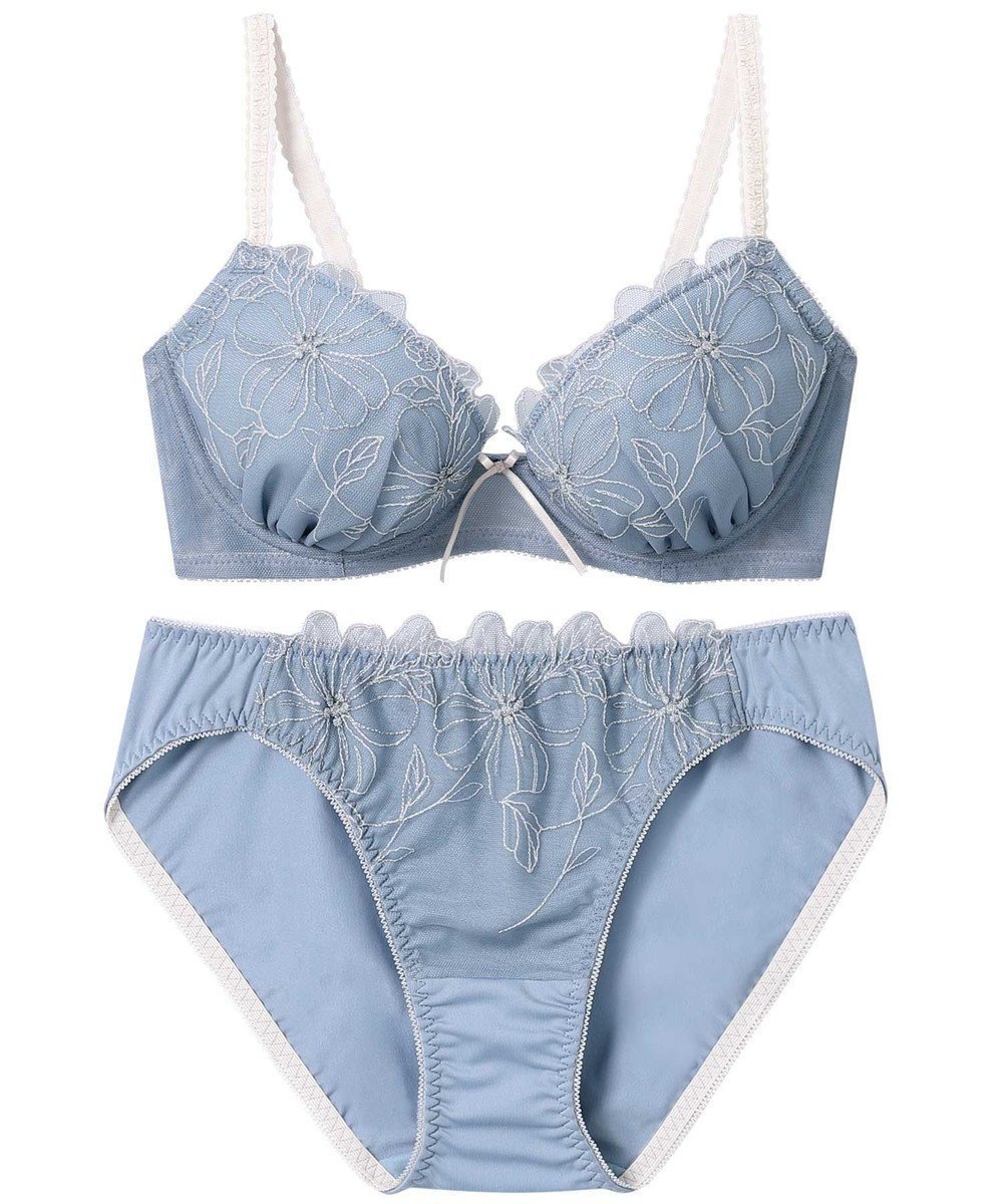 【アンフィ/AMPHI】のブラジャー ショーツセット 自然なまる胸メイク 【ブラ&ショーツセット】 上下セット ブラ BCC231 アンフィ/ワコール インテリア・キッズ・メンズ・レディースファッション・服の通販 founy(ファニー) 　ファッション　Fashion　レディースファッション　Fashion for Women　アンダー　Underwear Essentials　クラシカル　Classical, Vintage-Inspired　ショーツ　Shorts, Short Pants　スリット　Slit, Slit Detail　フロント　Front, Front Design　ブラジャー　Bra, Lingerie　モチーフ　Motif, Design Theme　ラップ　Wrap, Wrap Design　リボン　Ribbon, Bow　レース　Lace, Lace Fabric　ワイヤー　Wire, Wired Bra　ブルー|ID: prp329100004444547 ipo3291000000033574892