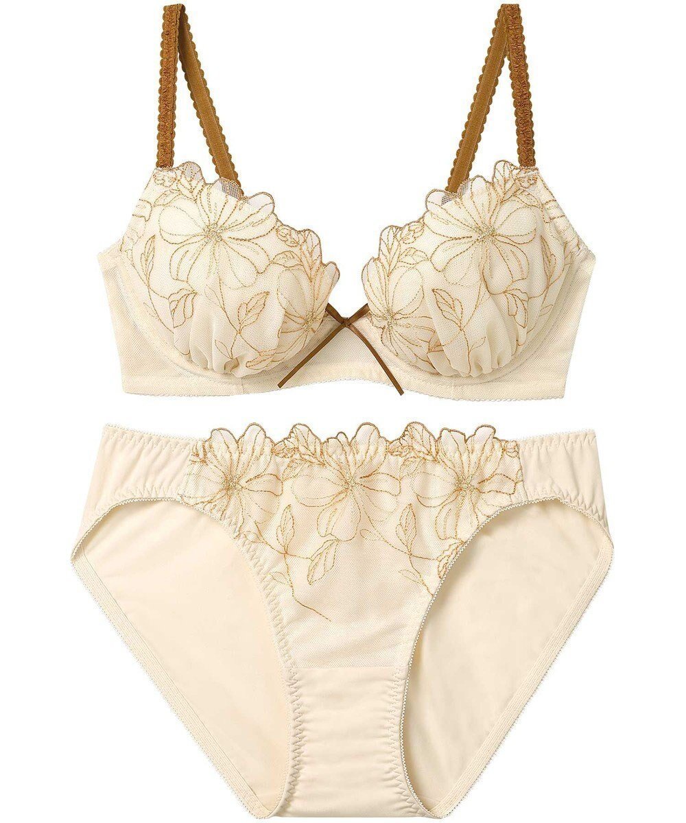 【アンフィ/AMPHI】のブラジャー ショーツセット 自然なまる胸メイク 【ブラ&ショーツセット】 上下セット ブラ BCC231 アンフィ/ワコール インテリア・キッズ・メンズ・レディースファッション・服の通販 founy(ファニー) 　ファッション　Fashion　レディースファッション　Fashion for Women　アンダー　Underwear Essentials　クラシカル　Classical, Vintage-Inspired　ショーツ　Shorts, Short Pants　スリット　Slit, Slit Detail　フロント　Front, Front Design　ブラジャー　Bra, Lingerie　モチーフ　Motif, Design Theme　ラップ　Wrap, Wrap Design　リボン　Ribbon, Bow　レース　Lace, Lace Fabric　ワイヤー　Wire, Wired Bra　ベージュ|ID: prp329100004444547 ipo3291000000033951828