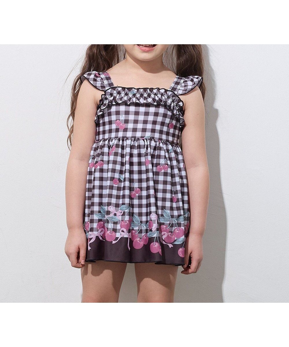 【エニファム/any FAM / KIDS】のギンガム×フルーツ ワンピース水着 インテリア・キッズ・メンズ・レディースファッション・服の通販 founy(ファニー) 　ファッション　Fashion　キッズファッション　KIDS　イラスト　Illustration　ギンガム　Gingham　チェック　Check　チェリー　Cherry　フリル　Frills　フレア　Flare　夏　Summer　春　Spring　S/S・春夏　Ss・Spring/Summer　水着　Swimsuit　ブラック×サクランボ|ID: prp329100004444738 ipo3291000000031065935