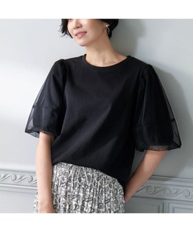 【エニィファム/any FAM】の【洗濯機可】チュールコンビパフスリーブプルオーバー 人気、トレンドファッション・服の通販 founy(ファニー) ファッション Fashion レディースファッション WOMEN トップス・カットソー Tops/Tshirt シャツ/ブラウス Shirts/Blouses ロング / Tシャツ T-Shirts プルオーバー Pullover カットソー Cut and Sewn カットソー Cut And Sew シンプル Simple ストレッチ Stretch スリット Slit スリーブ Sleeve チュール Tulle デニム Denim トレンド Trend 再入荷 Restock/Back In Stock/Re Arrival 夏 Summer 春 Spring S/S・春夏 Ss・Spring/Summer |ID:prp329100004445147