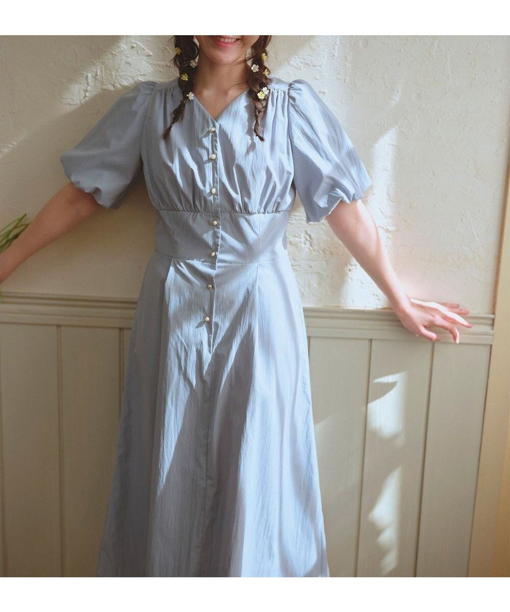 【フェルゥ/Feroux】の【洗える】バルーンスリーブ ワンピース 人気、トレンドファッション・服の通販 founy(ファニー) 　ファッション　Fashion　レディースファッション　WOMEN　ワンピース　Dress　おすすめ　Recommend　オケージョン　Occasion　シンプル　Simple　スリーブ　Sleeve　デコルテ　Decolletage　バルーン　Balloon　パール　Pearl　フロント　Front　ベーシック　Basic　エレガント 上品　Elegant　夏　Summer　春　Spring　S/S・春夏　Ss・Spring/Summer　洗える　Washable　無地　Plain Color　 other-1|ID: prp329100004445168 ipo3291000000031780613