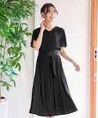【ティアクラッセ/Tiaclasse】の【洗える】花びらスリーブベルト付きワンピース ブラック|ID: prp329100004445236 ipo3291000000031070291