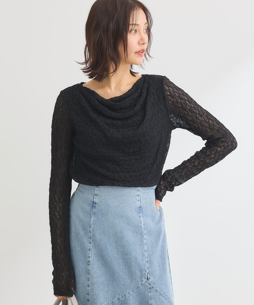 【グリーンパークス/Green Parks】の・SUGAR SPOON ドレープレースプルオーバ インテリア・キッズ・メンズ・レディースファッション・服の通販 founy(ファニー) 　ファッション　Fashion　レディースファッション　WOMEN　トップス・カットソー　Tops/Tshirt　シャツ/ブラウス　Shirts/Blouses　ロング / Tシャツ　T-Shirts　カットソー　Cut and Sewn　おすすめ　Recommend　カットソー　Cut And Sew　フェミニン　Feminine　フラワー　Flower　フロント　Front　ポケット　Pocket　モチーフ　Motif　レース　Race　今季　This Season　夏　Summer　春　Spring　S/S・春夏　Ss・Spring/Summer　透かし　Watermark　Black|ID: prp329100004445390 ipo3291000000031638183