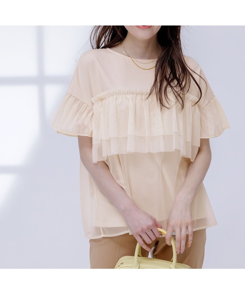 【エニィ スィス/any SiS】の【洗える】チュール重ね プルオーバー 人気、トレンドファッション・服の通販 founy(ファニー) 　ファッション　Fashion　レディースファッション　WOMEN　トップス・カットソー　Tops/Tshirt　シャツ/ブラウス　Shirts/Blouses　ロング / Tシャツ　T-Shirts　プルオーバー　Pullover　カットソー　Cut and Sewn　おすすめ　Recommend　ウォッシャブル　Washable　カットソー　Cut And Sew　シンプル　Simple　ストレッチ　Stretch　チュール　Tulle　トレンド　Trend　フェミニン　Feminine　フリル　Frills　ボトム　Bottom　夏　Summer　NEW・新作・新着・新入荷　New Arrivals　春　Spring　S/S・春夏　Ss・Spring/Summer　洗える　Washable　 other-1|ID: prp329100004446949 ipo3291000000031990319