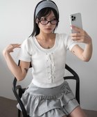 【ウィゴー/WEGO】のヴィンテージライクレースアップT ホワイト|ID: prp329100004447655 ipo3291000000032379367