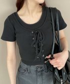 【ウィゴー/WEGO】のヴィンテージライクレースアップT ブラック|ID: prp329100004447655 ipo3291000000032379368