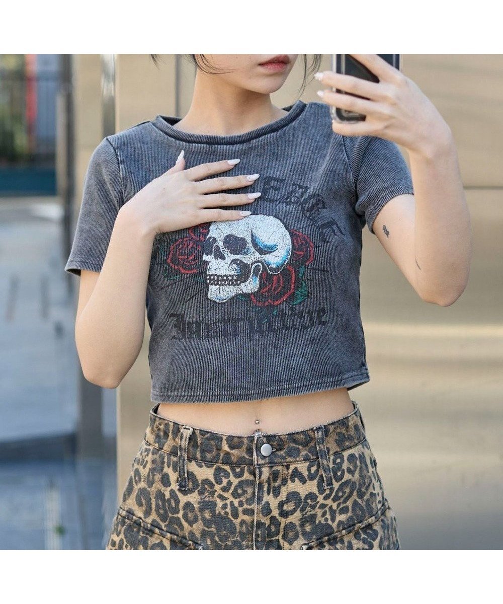 【ウィゴー/WEGO】のヴィンテージウォッシュグラフィックリブT インテリア・キッズ・メンズ・レディースファッション・服の通販 founy(ファニー) 　ファッション　Fashion　レディースファッション　WOMEN　トップス・カットソー　Tops/Tshirt　シャツ/ブラウス　Shirts/Blouses　ロング / Tシャツ　T-Shirts　カットソー　Cut and Sewn　カットソー　Cut And Sew　カーゴパンツ　Cargo Pants　グラフィック　Graphic　コンパクト　Compact　ショート　Short　スマホ　Smartphone　トレンド　Trend　ミニスカート　Mini Skirt　ワイド　Wide　半袖　Short Sleeve　夏　Summer　春　Spring　S/S・春夏　Ss・Spring/Summer　柄4|ID: prp329100004447734 ipo3291000000031916967