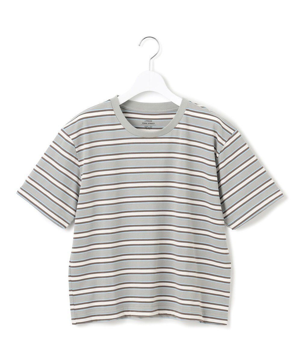 【ジェイプレスヨークストリート/J.PRESS YORK STREET】の【WOMEN】レトロボーダー Tシャツ インテリア・キッズ・メンズ・レディースファッション・服の通販 founy(ファニー) 　ファッション　Fashion　レディースファッション　Fashion for Women　トップス・カットソー　Cut & Sew Tops　シャツ・ブラウス・オフィスカジュアル　Elegant Blouses & Button-Ups　ロングTシャツ・Tシャツ　Longline T-Shirts & Tees　カットソー・ベーシックTシャツ　Cut-and-Sewn Tops / Stretch Tees & Basics　春　Spring　カットソー　Cut and Sewn Top　カーゴパンツ　Cargo Pants, Utility Pants　スラックス　Slacks, Dress Pants　デニム　Denim, Jeans Material　ファブリック　Fabric, Textile　フレア　Flare, Flared　ベーシック　Basic, Essential　ボトム　Bottoms, Lower Wear　ボーダー　Border, Stripe　半袖　Short Sleeve, Half Sleeve　S/S・春夏　SS, Spring/Summer, Warm Season　夏　Summer　ライトグレー系2|ID: prp329100004447762 ipo3291000000033619195
