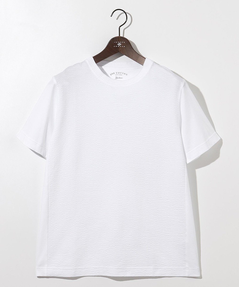 【ジョセフ アブード/JOSEPH ABBOUD / MEN】の【オーガニックコットン使用・日本素材・日本縫製】JOEコットンサッカークルーネック Tシャツ インテリア・キッズ・メンズ・レディースファッション・服の通販 founy(ファニー) 　ファッション　Fashion　メンズファッション　MEN　トップス・カットソー　Tops/Tshirt/Men　シャツ　Shirts　イエロー　Yellow　春　Spring　カットソー　Cut And Sew　コンビ　Combination　サッカー　Soccer　ジャケット　Jacket　ラベンダー　Lavender　S/S・春夏　Ss・Spring/Summer　夏　Summer　エレガント 上品　Elegant　ホワイト系|ID: prp329100004448413 ipo3291000000031987881