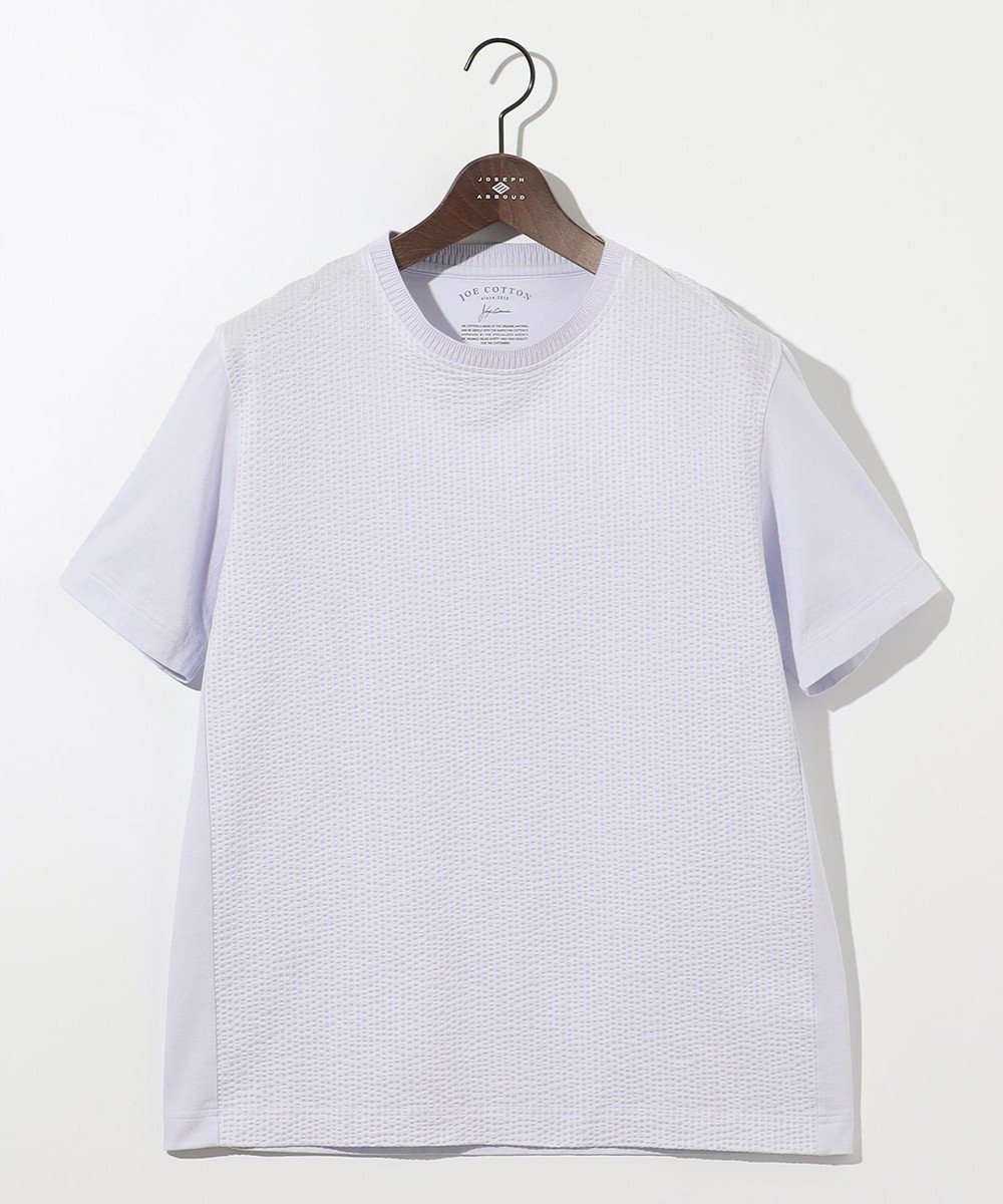 【ジョセフ アブード/JOSEPH ABBOUD / MEN】の【オーガニックコットン使用・日本素材・日本縫製】JOEコットンサッカークルーネック Tシャツ インテリア・キッズ・メンズ・レディースファッション・服の通販 founy(ファニー) 　ファッション　Fashion　メンズファッション　MEN　トップス・カットソー　Tops/Tshirt/Men　シャツ　Shirts　イエロー　Yellow　春　Spring　カットソー　Cut And Sew　コンビ　Combination　サッカー　Soccer　ジャケット　Jacket　ラベンダー　Lavender　S/S・春夏　Ss・Spring/Summer　夏　Summer　エレガント 上品　Elegant　ライラック系|ID: prp329100004448413 ipo3291000000031987886