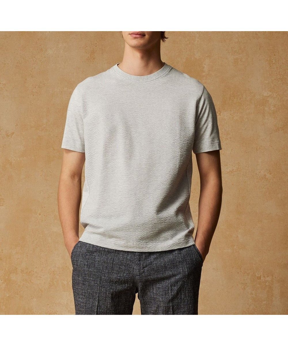 【ジョセフ アブード/JOSEPH ABBOUD / MEN】の【オーガニックコットン使用・日本素材・日本縫製】JOEコットンサッカークルーネック Tシャツ インテリア・キッズ・メンズ・レディースファッション・服の通販 founy(ファニー) 　ファッション　Fashion　メンズファッション　MEN　トップス・カットソー　Tops/Tshirt/Men　シャツ　Shirts　イエロー　Yellow　春　Spring　カットソー　Cut And Sew　コンビ　Combination　サッカー　Soccer　ジャケット　Jacket　ラベンダー　Lavender　S/S・春夏　Ss・Spring/Summer　夏　Summer　エレガント 上品　Elegant　ライトグレー系7|ID: prp329100004448413 ipo3291000000031987887