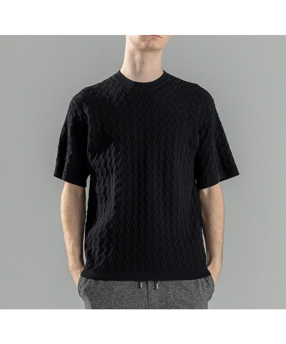 【ジョゼフ オム/JOSEPH HOMME / MEN】の【洗える】ドライコットンリンクス 半袖クルーネックニット インテリア・キッズ・メンズ・レディースファッション・服の通販 founy(ファニー) 　ファッション　Fashion　メンズファッション　Men's Style Online　トップス・カットソー　Tops/Tshirt/Men　ニット　Knit Tops　シンプル　Simple　ジャケット　Jacket　セーター　Sweater　ビジネス 仕事 通勤　Business　フィット　Fit　レギュラー　Regular　エレガント 上品　Elegant　半袖　Short Sleeve　夏　Summer　春　Spring　S/S・春夏　Ss・Spring/Summer　洗える　Washable　ブラック系|ID: prp329100004449552 ipo3291000000032675254