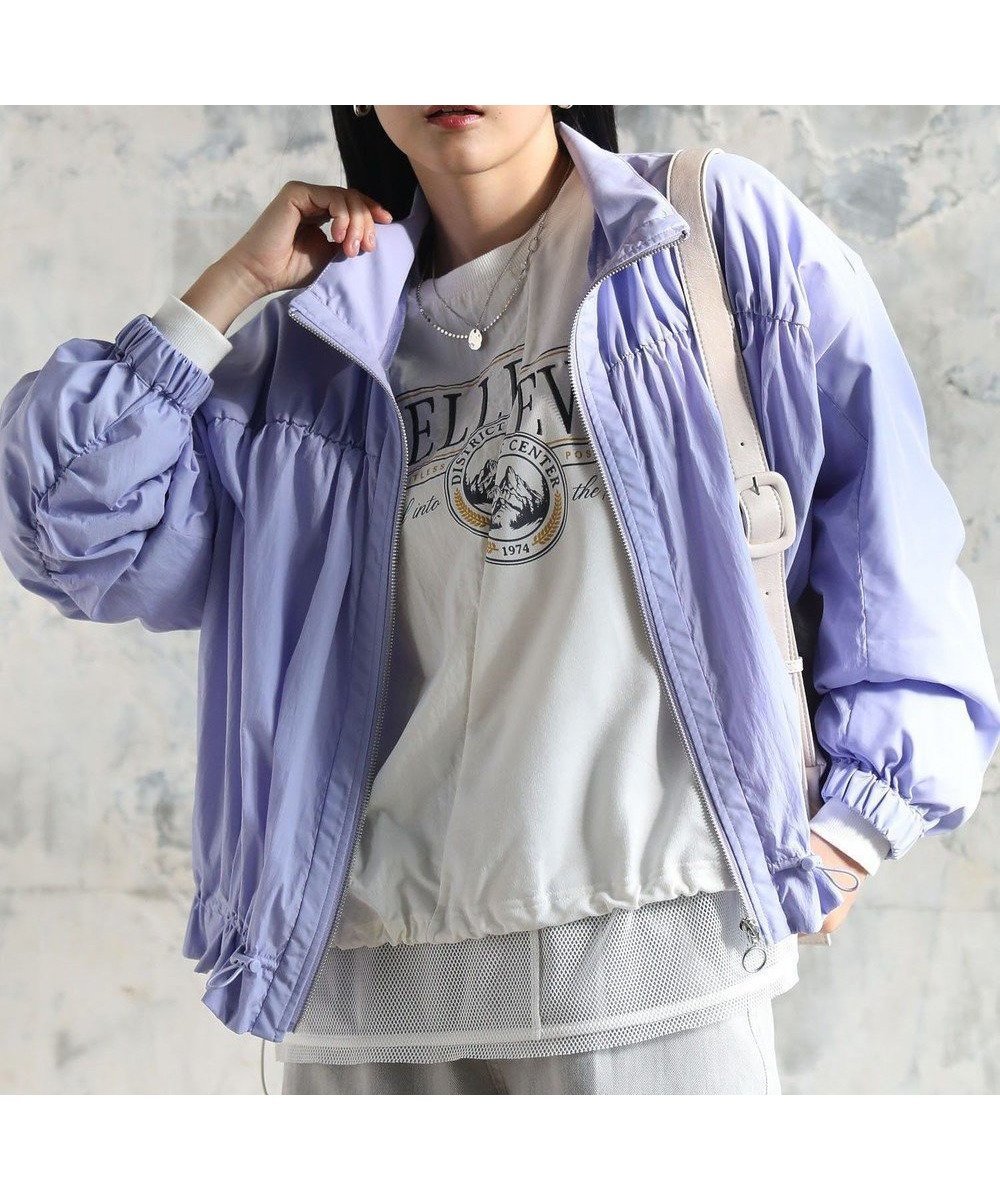 【グリーンパークス/Green Parks】のギャザーナイロンブルゾン インテリア・キッズ・メンズ・レディースファッション・服の通販 founy(ファニー) 　ファッション　Fashion　レディースファッション　Ladies' Fashion Online　アウター　Coat Outerwear　ジャケット　Jackets　ブルゾン　Blouson/Jackets　ギャザー　Gather　ジャケット　Jacket　ドッキング　Docking　ハイネック　High Neck　フェミニン　Feminine　フォルム　Form　ブルゾン　Blouson　ポケット　Pocket　ヨーク　Yoke　夏　Summer　春　Spring　S/S・春夏　Ss・Spring/Summer　Light Purple|ID: prp329100004450652 ipo3291000000032524597