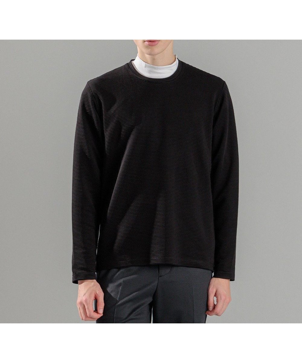 【ジョゼフ オム/JOSEPH HOMME / MEN】のタックリップルジャージー クルーネックカットソー インテリア・キッズ・メンズ・レディースファッション・服の通販 founy(ファニー) 　ファッション　Fashion　メンズファッション　MEN　トップス・カットソー　Tops/Tshirt/Men　シャツ　Shirts　カットソー　Cut And Sew　シンプル　Simple　ジャケット　Jacket　スリーブ　Sleeve　ベーシック　Basic　ロング　Long　夏　Summer　春　Spring　S/S・春夏　Ss・Spring/Summer　長袖　Long Sleeve　ブラック系|ID: prp329100004450806 ipo3291000000031962170