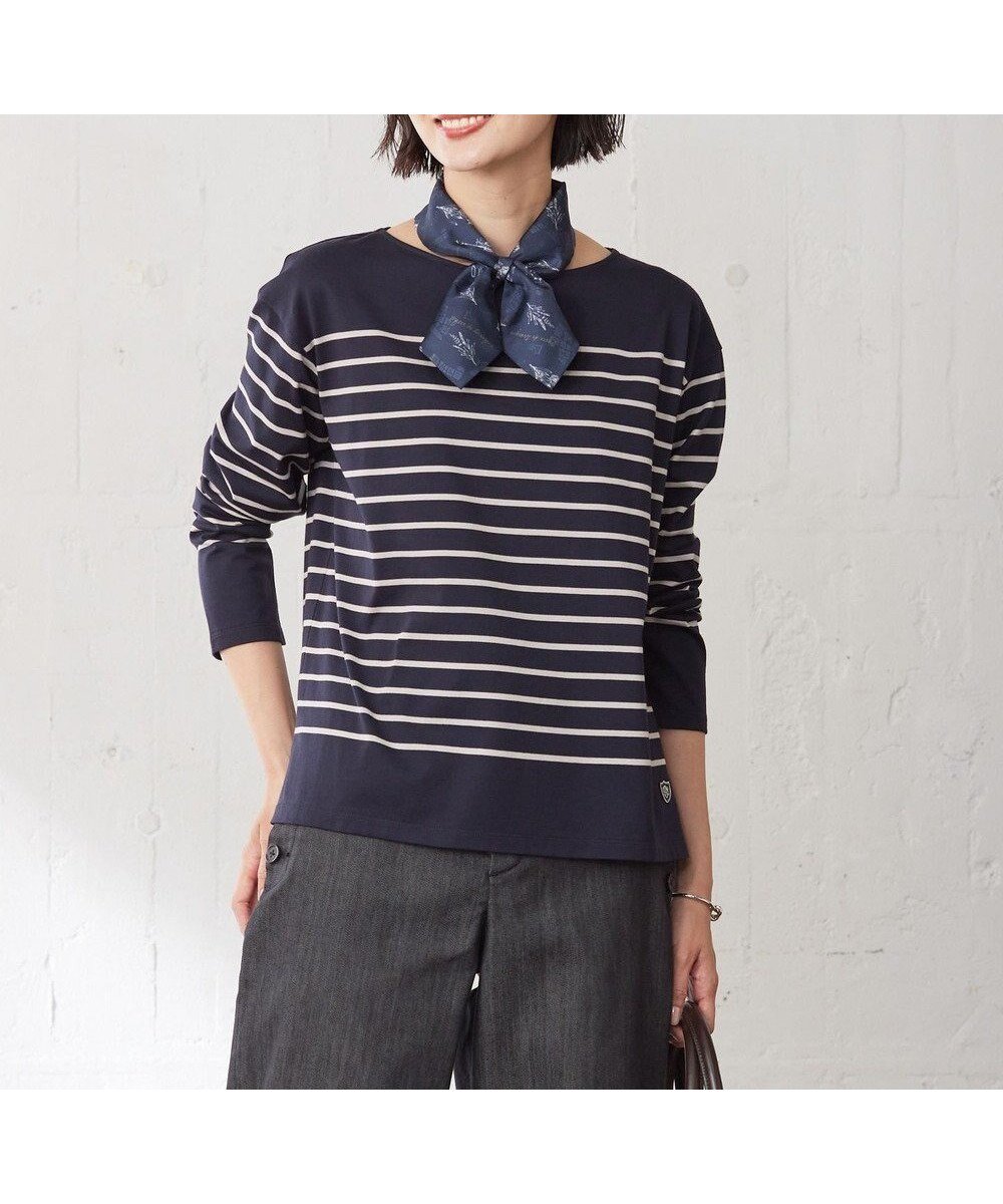 【ジェイ プレス/J.PRESS】のバスクボーダー カットソー インテリア・キッズ・メンズ・レディースファッション・服の通販 founy(ファニー) 　ファッション　Fashion　レディースファッション　WOMEN　トップス・カットソー　Tops/Tshirt　シャツ/ブラウス　Shirts/Blouses　ロング / Tシャツ　T-Shirts　カットソー　Cut and Sewn　カットソー　Cut And Sew　バスク　Basque　バランス　Balance　ボーダー　Border　定番　Standard　無地　Plain Color　A/W・秋冬　Aw・Autumn/Winter・Fw・Fall-Winter　ネイビー系1|ID: prp329100004450908 ipo3291000000031930121