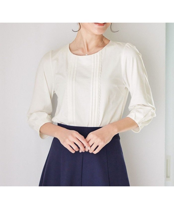 【ティアクラッセ/Tiaclasse】の【洗える】ピンタックレースカットソーTブラウス インテリア・キッズ・メンズ・レディースファッション・服の通販 founy(ファニー) https://founy.com/ ファッション Fashion レディースファッション Fashion for Women トップス・カットソー Cut & Sew Tops シャツ・ブラウス・オフィスカジュアル Elegant Blouses & Button-Ups ロングTシャツ・Tシャツ Longline T-Shirts & Tees カットソー・ベーシックTシャツ Cut-and-Sewn Tops / Stretch Tees & Basics カットソー Cut and Sewn Top スリーブ Sleeve, Long Sleeve / Short Sleeve ラウンド Round, Round Neck レース Lace, Lace Fabric エレガント 上品 Elegant 夏 Summer 春 Spring S/S・春夏 SS, Spring/Summer, Warm Season 洗える Machine Washable |ID: prp329100004451051 ipo3291000000035728378