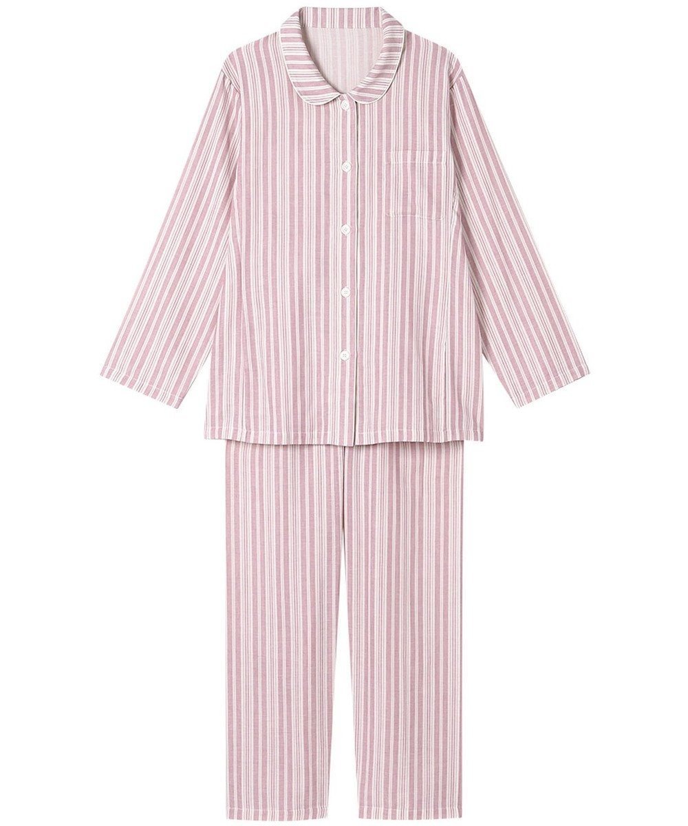 【ウィング/Wing】のパジャマ 長袖 長ズボン 綿100%(本体) 二重ガーゼ レディース EP8070 ウイング/ワコール インテリア・キッズ・メンズ・レディースファッション・服の通販 founy(ファニー) 　ファッション　Fashion　レディースファッション　Fashion for Women　トップス・カットソー　Cut & Sew Tops　スタンダード　Standard, Basic　ストライプ　Stripe, Striped Pattern　センター　Center, Center Line　長袖　Long Sleeve, Full Sleeve　パジャマ　Pajamas, Sleepwear　ボトム　Bottoms, Lower Wear　ランダム　Random, Irregular　ピンク|ID: prp329100004451373 ipo3291000000035603595
