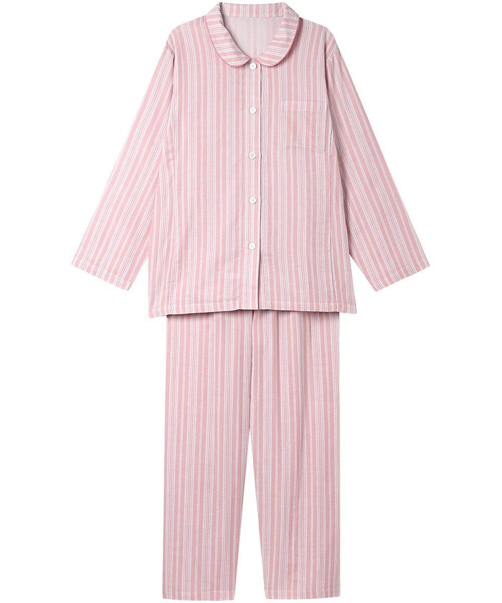 【ウィング/Wing】のパジャマ 長袖 長ズボン 綿100%(本体) 二重ガーゼ レディース EP8070 ウイング/ワコール インテリア・キッズ・メンズ・レディースファッション・服の通販 founy(ファニー) 　ファッション　Fashion　レディースファッション　Fashion for Women　トップス・カットソー　Cut & Sew Tops　スタンダード　Standard, Basic　ストライプ　Stripe, Striped Pattern　センター　Center, Center Line　長袖　Long Sleeve, Full Sleeve　パジャマ　Pajamas, Sleepwear　ボトム　Bottoms, Lower Wear　ランダム　Random, Irregular　ロマンピンク|ID: prp329100004451373 ipo3291000000035603599