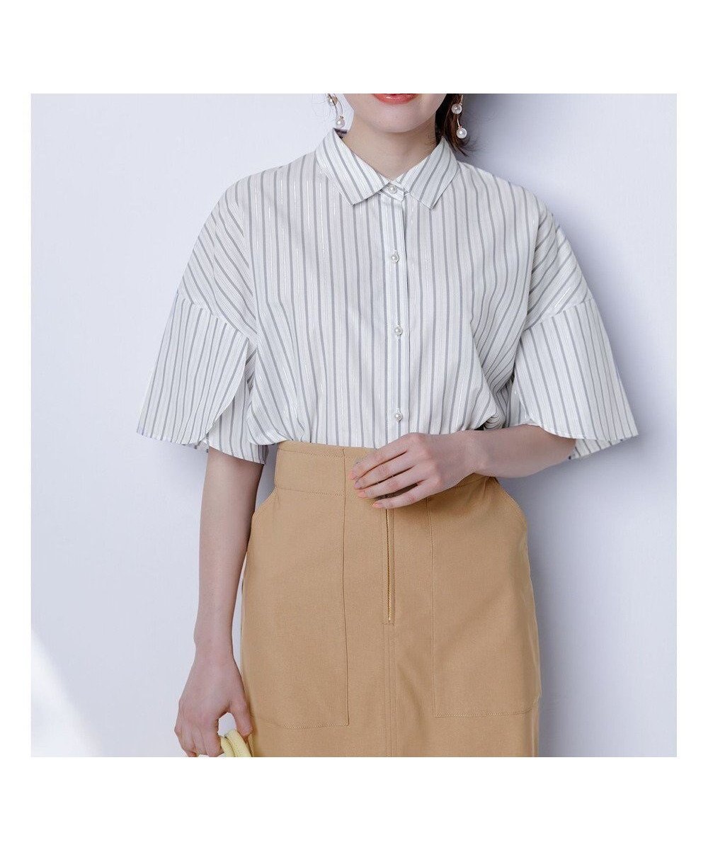 【エニィ スィス/any SiS】の【洗える】ペタルスリーブ シャツ インテリア・キッズ・メンズ・レディースファッション・服の通販 founy(ファニー) 　ファッション　Fashion　レディースファッション　WOMEN　トップス・カットソー　Tops/Tshirt　シャツ/ブラウス　Shirts/Blouses　インナー　Inner　ウォッシャブル　Washable　春　Spring　洗える　Washable　カットソー　Cut And Sew　キャミ　Cami　ストライプ　Stripe　パール　Pearl　フロント　Front　羽織　Haori　S/S・春夏　Ss・Spring/Summer　おすすめ　Recommend　夏　Summer　NEW・新作・新着・新入荷　New Arrivals　オフストライプ|ID: prp329100004451412 ipo3291000000031138206
