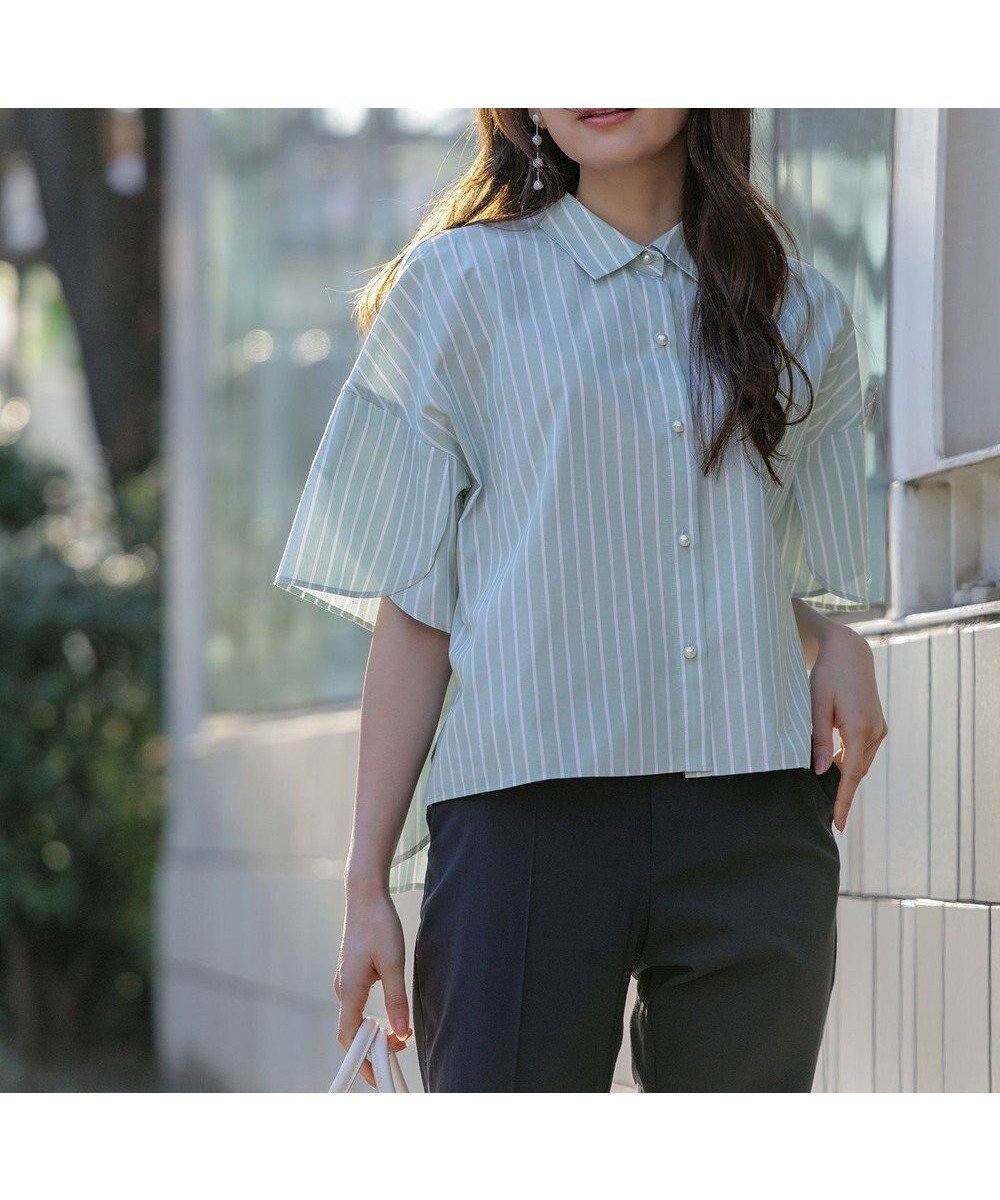 【エニィ スィス/any SiS】の【洗える】ペタルスリーブ シャツ インテリア・キッズ・メンズ・レディースファッション・服の通販 founy(ファニー) 　ファッション　Fashion　レディースファッション　WOMEN　トップス・カットソー　Tops/Tshirt　シャツ/ブラウス　Shirts/Blouses　インナー　Inner　ウォッシャブル　Washable　春　Spring　洗える　Washable　カットソー　Cut And Sew　キャミ　Cami　ストライプ　Stripe　パール　Pearl　フロント　Front　羽織　Haori　S/S・春夏　Ss・Spring/Summer　おすすめ　Recommend　夏　Summer　NEW・新作・新着・新入荷　New Arrivals　ミントストライプ|ID: prp329100004451412 ipo3291000000031138210