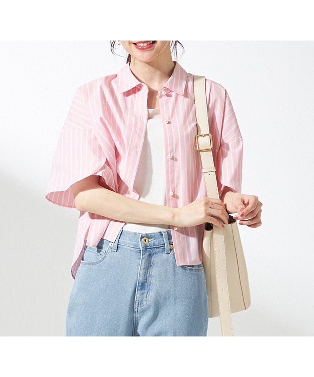 【エニィ スィス/any SiS】の【洗える】ペタルスリーブ シャツ インテリア・キッズ・メンズ・レディースファッション・服の通販 founy(ファニー) 　ファッション　Fashion　レディースファッション　WOMEN　トップス・カットソー　Tops/Tshirt　シャツ/ブラウス　Shirts/Blouses　インナー　Inner　ウォッシャブル　Washable　春　Spring　洗える　Washable　カットソー　Cut And Sew　キャミ　Cami　ストライプ　Stripe　パール　Pearl　フロント　Front　羽織　Haori　S/S・春夏　Ss・Spring/Summer　おすすめ　Recommend　夏　Summer　NEW・新作・新着・新入荷　New Arrivals　ピンクストライプ|ID: prp329100004451412 ipo3291000000031708762
