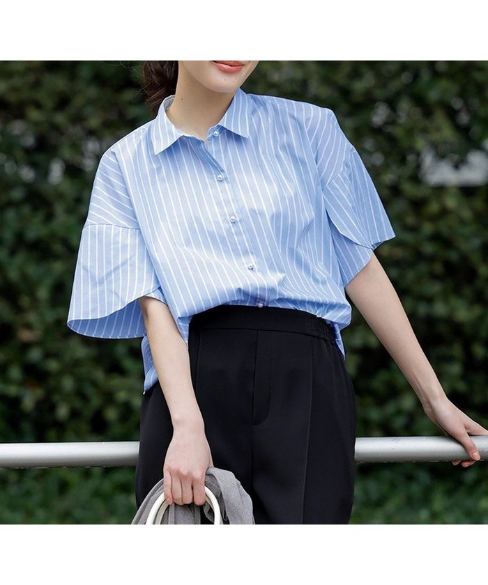 【エニィ スィス/any SiS】の【洗える】ペタルスリーブ シャツ インテリア・キッズ・メンズ・レディースファッション・服の通販 founy(ファニー) https://founy.com/ ファッション Fashion レディースファッション Fashion for Women トップス・カットソー Cut & Sew Tops シャツ・ブラウス・オフィスカジュアル Elegant Blouses & Button-Ups インナー Innerwear ウォッシャブル Machine Washable 春 Spring 洗える Machine Washable カットソー Cut and Sewn Top キャミ Camisole, Cami Top ストライプ Stripe, Striped Pattern 雑誌 Magazine, Fashion Magazine パール Pearl, Pearl Accent フロント Front, Front Design 羽織 Haori, Light Jacket S/S・春夏 SS, Spring/Summer, Warm Season おすすめ Recommended / Our Picks 夏 Summer 新作・新入荷 New Arrivals / New In |ID: prp329100004451412 ipo3291000000032764886