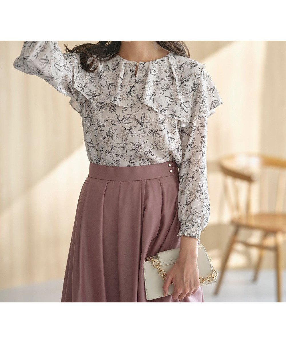 【エニィ スィス/any SiS】の【洗える】スクエアラッフルカラー ブラウス 人気、トレンドファッション・服の通販 founy(ファニー) 　ファッション　Fashion　レディースファッション　WOMEN　トップス・カットソー　Tops/Tshirt　シャツ/ブラウス　Shirts/Blouses　洗える　Washable　カーディガン　Cardigan　シャーリング　Shirring　スクエア　Square　フェミニン　Feminine　ラッフル　Raffle　A/W・秋冬　Aw・Autumn/Winter・Fw・Fall-Winter　おすすめ　Recommend　エレガント 上品　Elegant　 other-1|ID: prp329100004451909 ipo3291000000032156776