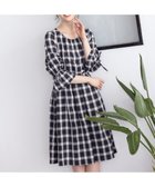 【ティアクラッセ/Tiaclasse】の【洗える】女性らしさ引き立つリボン袖ギャザーワンピース ネイビーチェック|ID: prp329100004452080 ipo3291000000032666713