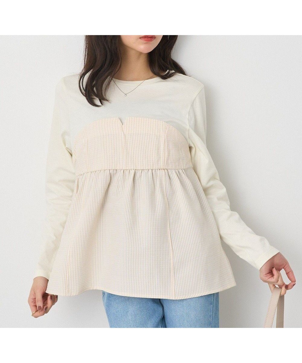 【アースミュージックアンドエコロジー/earth music&ecology】のサッカーストライプドッキングプルオーバー 人気、トレンドファッション・服の通販 founy(ファニー) 　ファッション　Fashion　レディースファッション　WOMEN　トップス・カットソー　Tops/Tshirt　シャツ/ブラウス　Shirts/Blouses　ロング / Tシャツ　T-Shirts　プルオーバー　Pullover　カットソー　Cut and Sewn　おすすめ　Recommend　カットソー　Cut And Sew　ギャザー　Gather　サッカー　Soccer　シャーリング　Shirring　ストライプ　Stripe　ドッキング　Docking　ビスチェ　Bustier　フレア　Flare　ポケット　Pocket　夏　Summer　春　Spring　S/S・春夏　Ss・Spring/Summer　 other-1|ID: prp329100004452257 ipo3291000000031840587