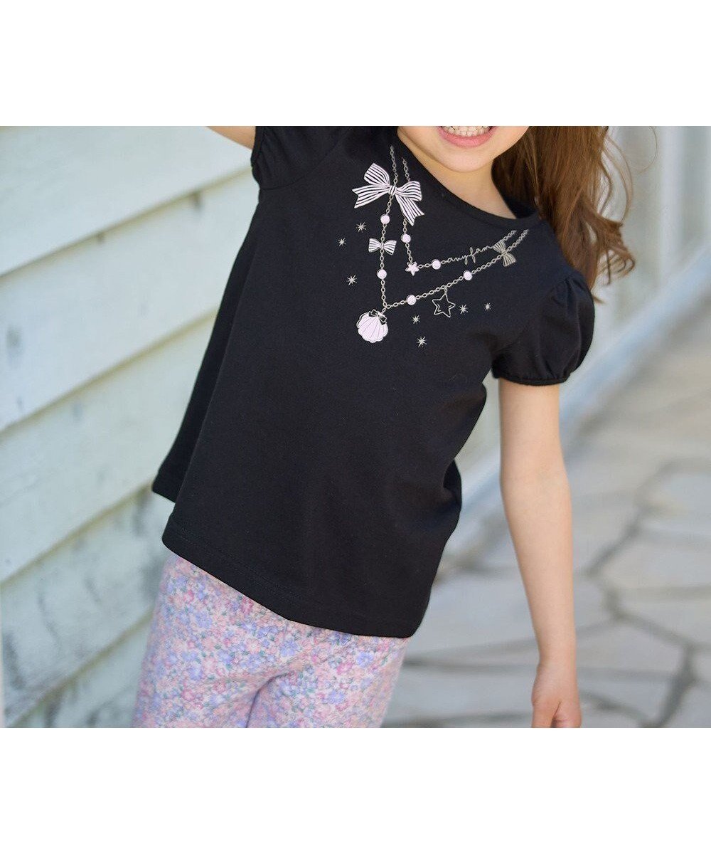 【エニファム/any FAM / KIDS】の【WEB限定】7days プリント 半袖 Tシャツ インテリア・キッズ・メンズ・レディースファッション・服の通販 founy(ファニー) 　ファッション　Fashion　キッズファッション　KIDS　トップス・カットソー　Tops/Tees/Kids　春　Spring　カットソー　Cut And Sew　ギャザー　Gather　プリント　Print　ポケット　Pocket　半袖　Short Sleeve　S/S・春夏　Ss・Spring/Summer　プチプライス・低価格　Affordable　おすすめ　Recommend　夏　Summer　ブラック×ネックレス|ID: prp329100004452885 ipo3291000000031155485