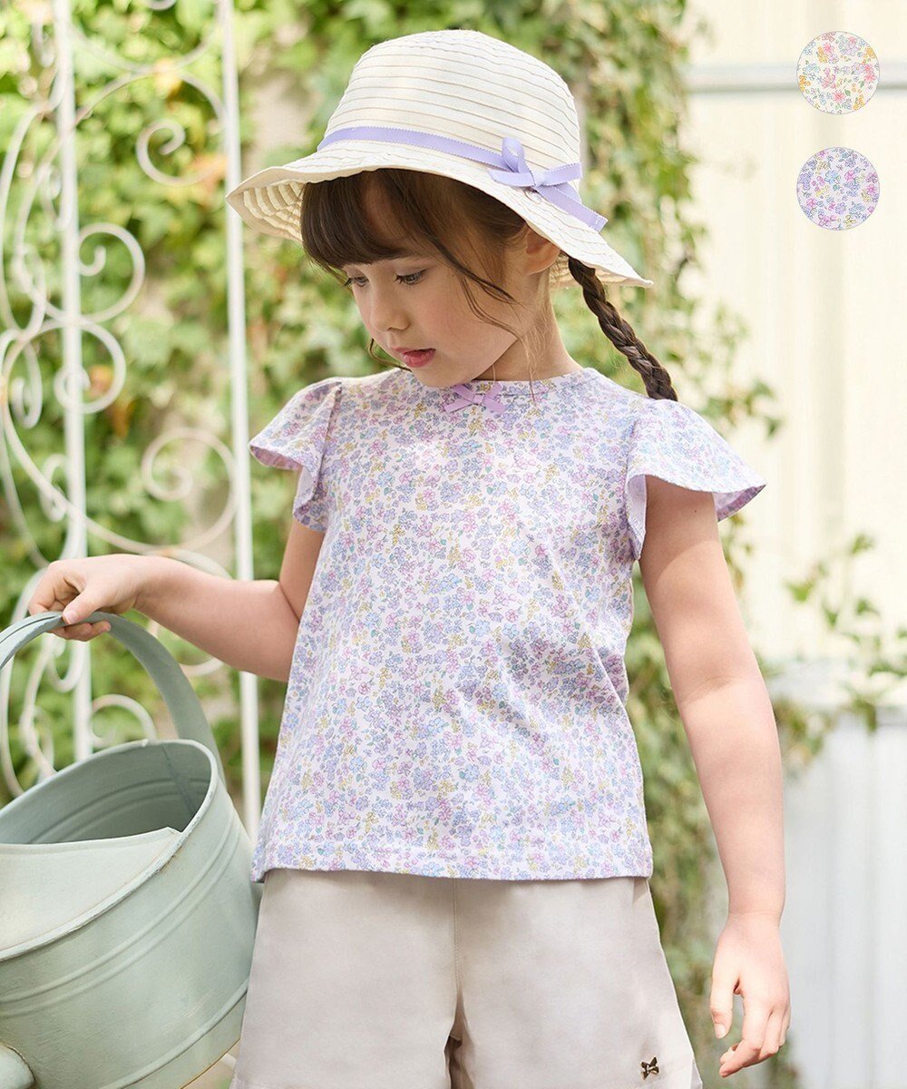 【エニィ/ANY / KIDS】の小花柄 プリント Tシャツ 人気、トレンドファッション・服の通販 founy(ファニー) 　ファッション　Fashion　キッズファッション　Fashion for Kids　トップス・カットソー　Cut & Sew Tops　カットソー　Cut and Sewn Top　シンプル　Simple, Minimal　フレア　Flare, Flared　プリント　Print, Printed Pattern　ポケット　Pocket, Pocket Detail　リボン　Ribbon, Bow　ワンポイント　One Point, Statement Accent　夏　Summer　春　Spring　S/S・春夏　SS, Spring/Summer, Warm Season　 other-1|ID: prp329100004452888 ipo3291000000033203128