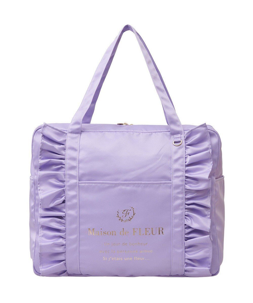 【メゾンドフルール/Maison de FLEUR】のEC限定サテンフリルキャリーオンバッグ インテリア・キッズ・メンズ・レディースファッション・服の通販 founy(ファニー) 　ファッション　Fashion　レディースファッション　WOMEN　バッグ　Bag　カラフル　Colorful　コレクション　Collection　サテン　Satin　ドッキング　Docking　フリル　Frills　フロント　Front　プリント　Print　ボストンバッグ　Boston Bag　ポーチ　Pouch　おすすめ　Recommend　旅行　Travel　スーツケース キャリーケース　Suitcase　エレガント 上品　Elegant　Lavender|ID: prp329100004453412 ipo3291000000031918756