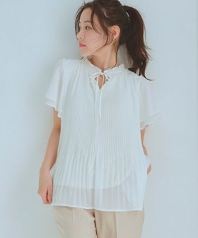【フェルゥ/Feroux】の【2WAY・洗える】シフォンジョーゼットプリーツ ブラウス 人気、トレンドファッション・服の通販 founy(ファニー) ファッション Fashion レディースファッション Ladies' Fashion Online トップス・カットソー Tops/Tshirt シャツ/ブラウス Shirts/Blouses インナー Inner シフォン Chiffon ジョーゼット Georgette スリーブ Sleeve ドット Dot フレア Flare フレンチ French プリーツ Pleats ボトム Bottom モノトーン Monotone リボン Ribbon 夏 Summer 春 Spring S/S・春夏 Ss・Spring/Summer 洗える Washable |ID:prp329100004453459