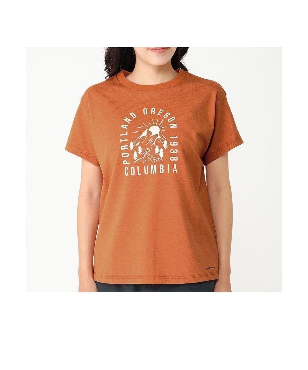 【コロンビア/Columbia】のColumbia/ ウィメンズヤハラフォレストショートスリーブTシャツ /コロンビア インテリア・キッズ・メンズ・レディースファッション・服の通販 founy(ファニー) 　ファッション　Fashion　レディースファッション　Fashion for Women　トップス・カットソー　Cut & Sew Tops　シャツ・ブラウス・オフィスカジュアル　Elegant Blouses & Button-Ups　ロングTシャツ・Tシャツ　Longline T-Shirts & Tees　カットソー・ベーシックTシャツ　Cut-and-Sewn Tops / Stretch Tees & Basics　アウトドア　Outdoor Clothing　カットソー　Cut and Sewn Top　グラフィック　Graphic, Graphic Design　パターン　Pattern, Design Print　フォルム　Silhouette, Form　フロント　Front, Front Design　ベーシック　Basic, Essential　半袖　Short Sleeve, Half Sleeve　夏　Summer　旅行　Travel　S/S・春夏　SS, Spring/Summer, Warm Season　A/W・秋冬　Autumn/Winter　Island Orange、Mountain Graphic|ID: prp329100004453917 ipo3291000000032575499