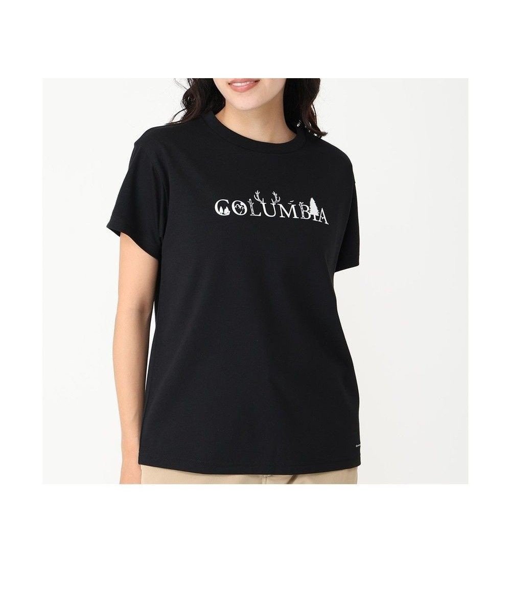 【コロンビア/Columbia】のColumbia/ ウィメンズヤハラフォレストショートスリーブTシャツ /コロンビア インテリア・キッズ・メンズ・レディースファッション・服の通販 founy(ファニー) 　ファッション　Fashion　レディースファッション　Fashion for Women　トップス・カットソー　Cut & Sew Tops　シャツ・ブラウス・オフィスカジュアル　Elegant Blouses & Button-Ups　ロングTシャツ・Tシャツ　Longline T-Shirts & Tees　カットソー・ベーシックTシャツ　Cut-and-Sewn Tops / Stretch Tees & Basics　アウトドア　Outdoor Clothing　カットソー　Cut and Sewn Top　グラフィック　Graphic, Graphic Design　パターン　Pattern, Design Print　フォルム　Silhouette, Form　フロント　Front, Front Design　ベーシック　Basic, Essential　半袖　Short Sleeve, Half Sleeve　夏　Summer　旅行　Travel　S/S・春夏　SS, Spring/Summer, Warm Season　A/W・秋冬　Autumn/Winter　Black Logo|ID: prp329100004453917 ipo3291000000032575500