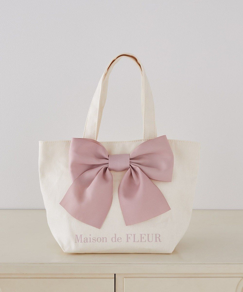【メゾンドフルール/Maison de FLEUR】のEC限定 リボンキャンバストートバッグ 人気、トレンドファッション・服の通販 founy(ファニー) 　ファッション　Fashion　レディースファッション　WOMEN　バッグ　Bag　おすすめ　Recommend　キャンバス　Canvas　コンパクト　Compact　プリント　Print　エレガント 上品　Elegant　再入荷　Restock/Back In Stock/Re Arrival　 other-1|ID: prp329100004454106 ipo3291000000031700969