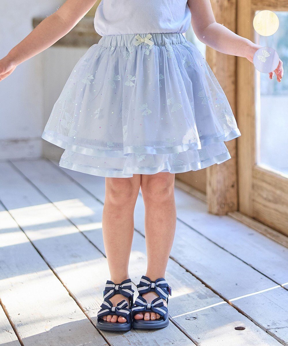 【エニファム/any FAM / KIDS】のリボン チュールスカート インテリア・キッズ・メンズ・レディースファッション・服の通販 founy(ファニー) 　ファッション　Fashion　キッズファッション　KIDS Children’s Clothing　ガーリー　Girly　チュール　Tulle　プリント　Print　ポケット　Pocket　リボン　Ribbon　夏　Summer　春　Spring　S/S・春夏　Ss・Spring/Summer　サックスブルー|ID: prp329100004454795 ipo3291000000032633231