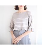 【エニィ スィス/any SiS】の【接触冷感・UVカット・洗える】ビューティクールボートネック プルオーバー グレー×オフ|ID: prp329100004455367 ipo3291000000033564238