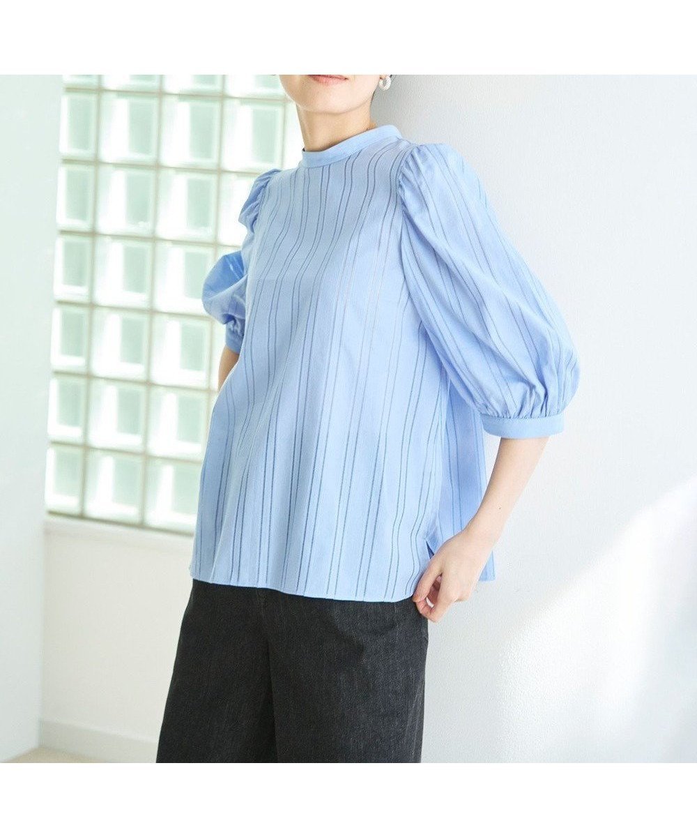 【アンフィーロ 自由区/UNFILO】の【洗える】ストライプレース 2WAY パフスリーブブラウス 人気、トレンドファッション・服の通販 founy(ファニー) 　ファッション　Fashion　レディースファッション　Ladies' Fashion Online　トップス・カットソー　Tops/Tshirt　シャツ/ブラウス　Shirts/Blouses　春　Spring　洗える　Washable　ギャザー　Gather　コンパクト　Compact　シアー　Sheer　スキッパー　Skipper　ストライプ　Stripe　スリット　Slit　スリーブ　Sleeve　フェミニン　Feminine　リボン　Ribbon　レース　Race　S/S・春夏　Ss・Spring/Summer　夏　Summer　 other-1|ID: prp329100004455455 ipo3291000000032582353